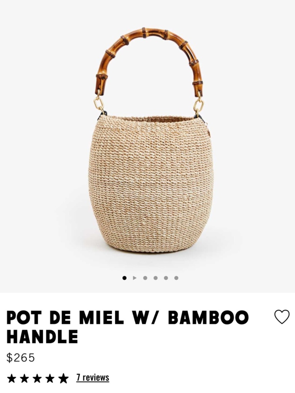 Clare V. Pot de Miel with Bamboo Handle. Cream Color.